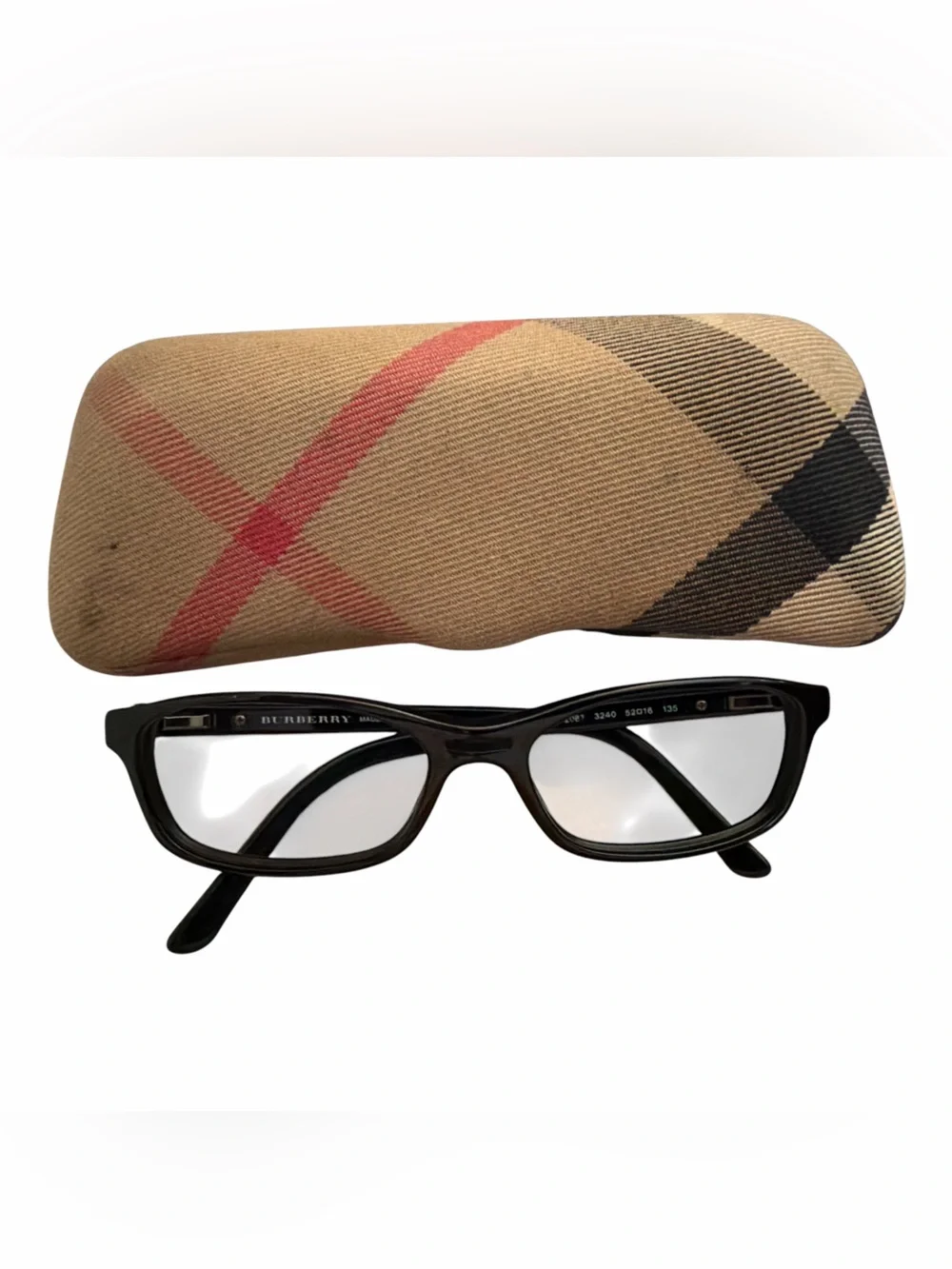 Burberry BE2087 3240 black and plaid optical frame and Signature Nova Check Case